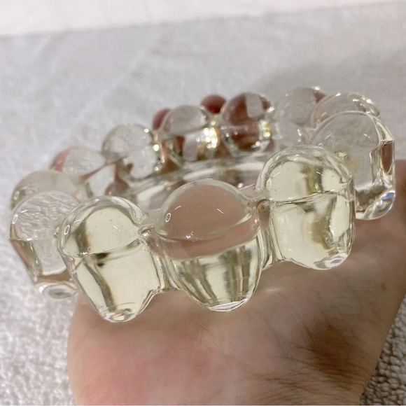 Vintage Clear Glass Bubble  Edge Ashtray Trinket Dish - Picture 8 of 14